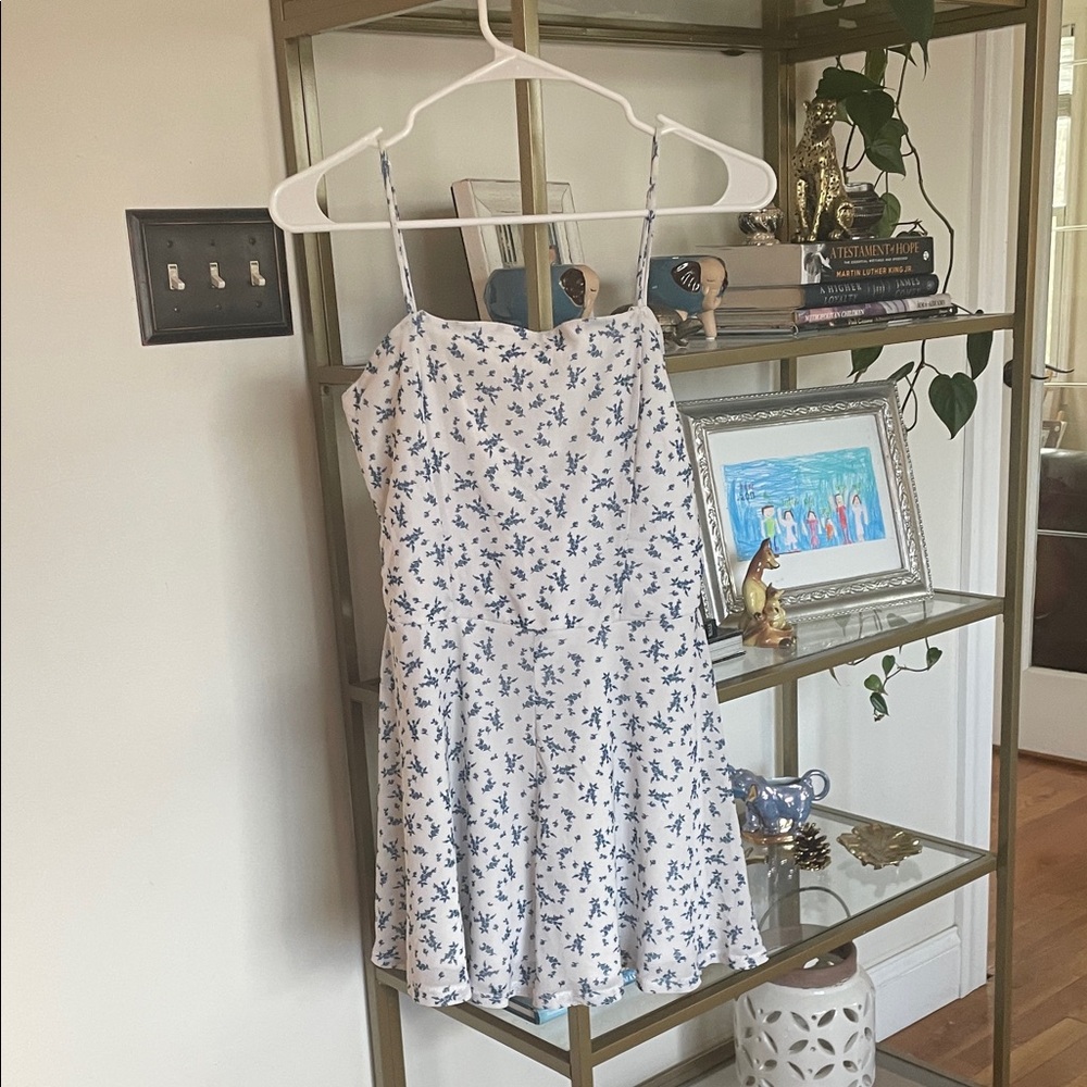 Garage White and Blue Floral Mini Dress